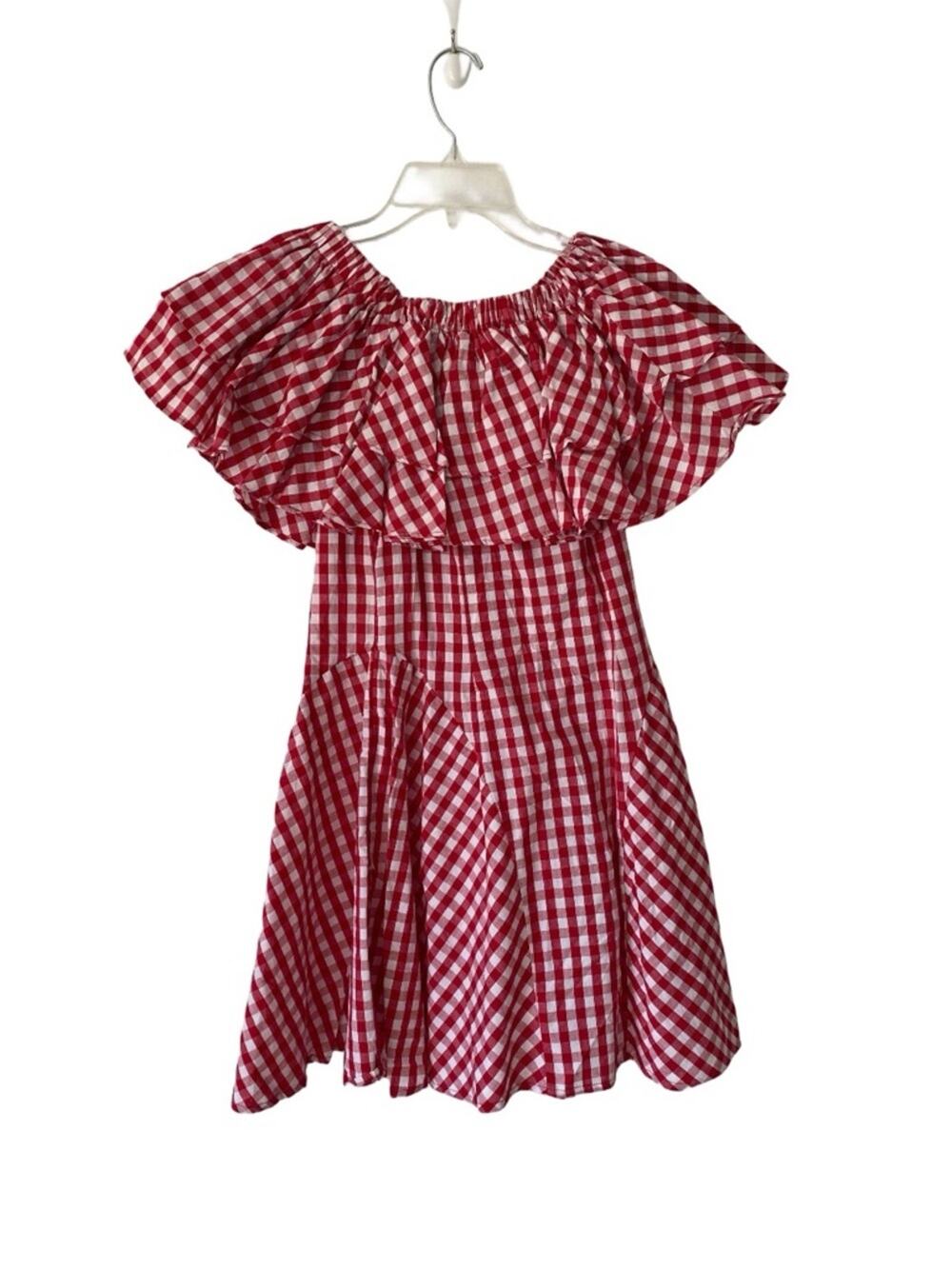 StyleKeepers NWTs Red Gingham Off-Shoulder Gingham Mini Dress size small